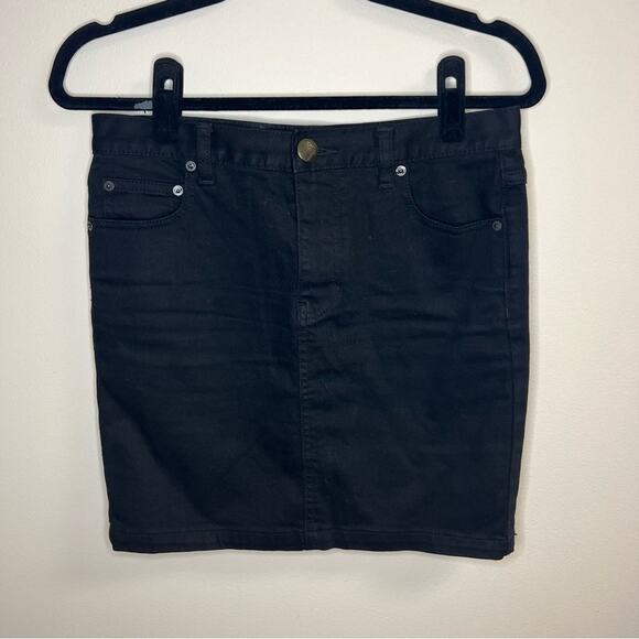Free People Black Denim Mini Skirt Size 4 / Small - Picture 1 of 4